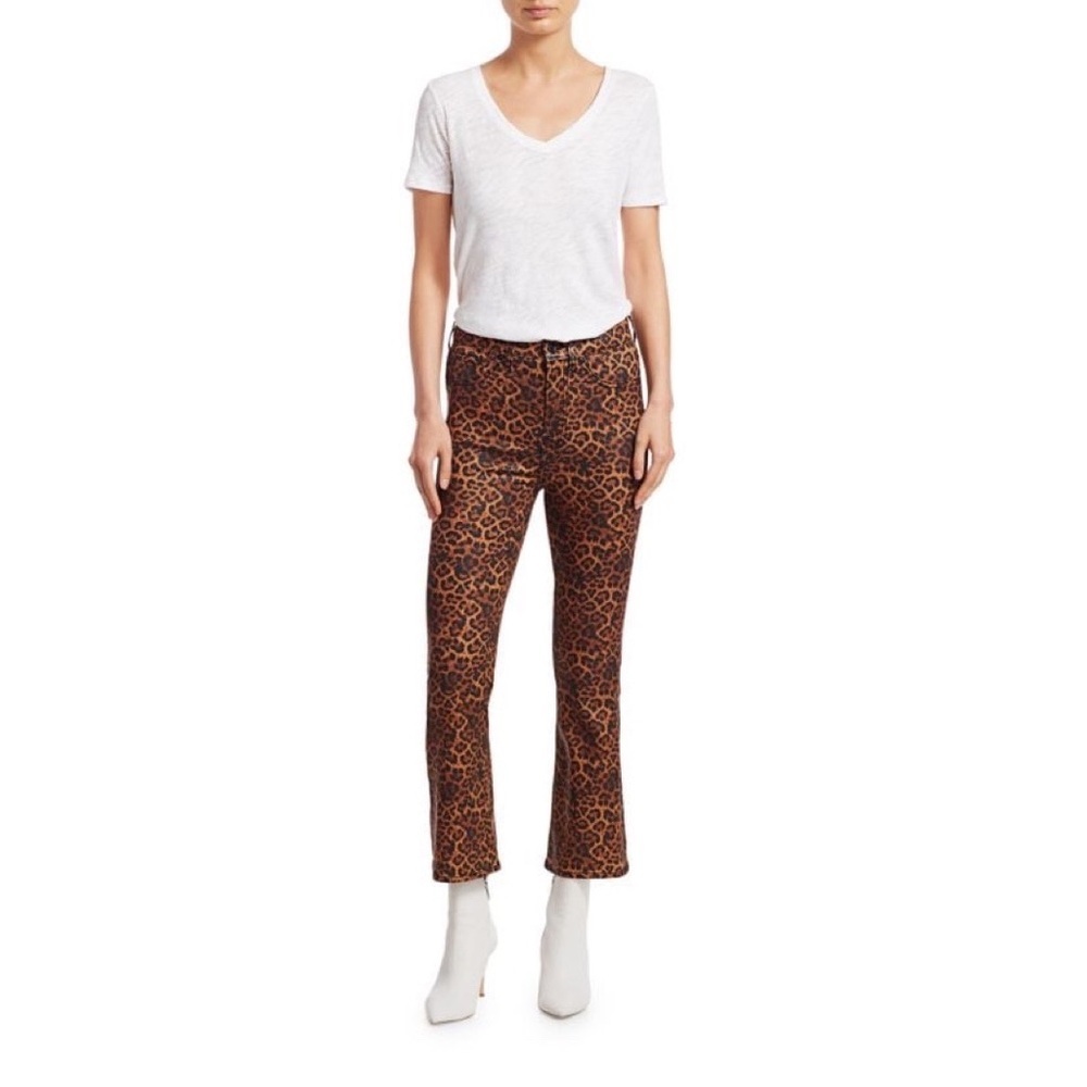 7 FOR ALL MANKIND Leopard-Print High-Rise Slim-Fit Kick Flare Jeans
